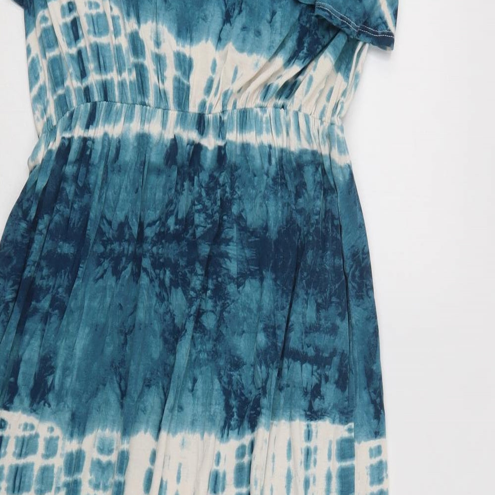 George Womens Blue Batik Viscose Maxi  Size 16  Square Neck