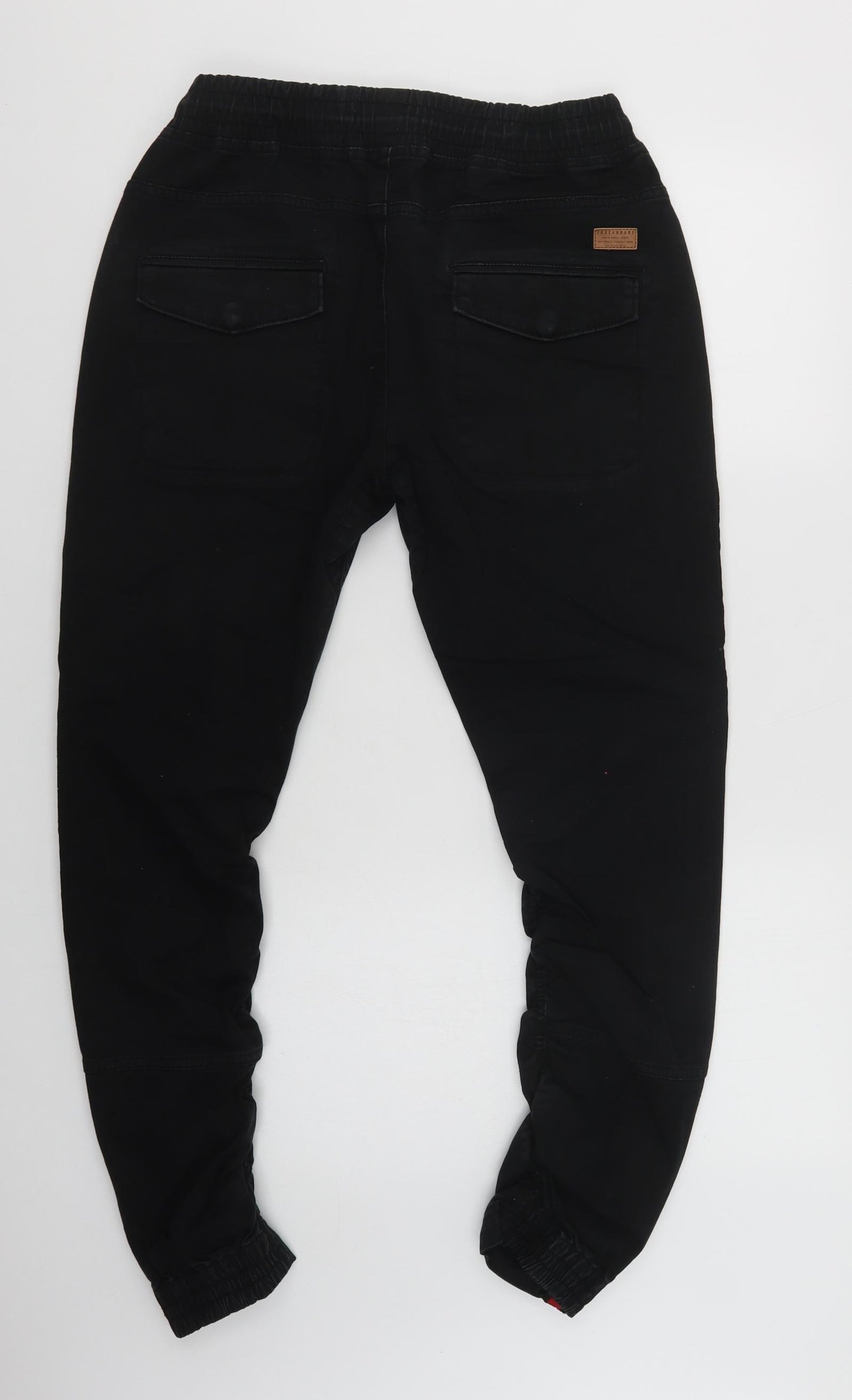 Threadbare Mens Black  Cotton Jogger Trousers Size 32 L31 in Regular Drawstring - Side Stripe