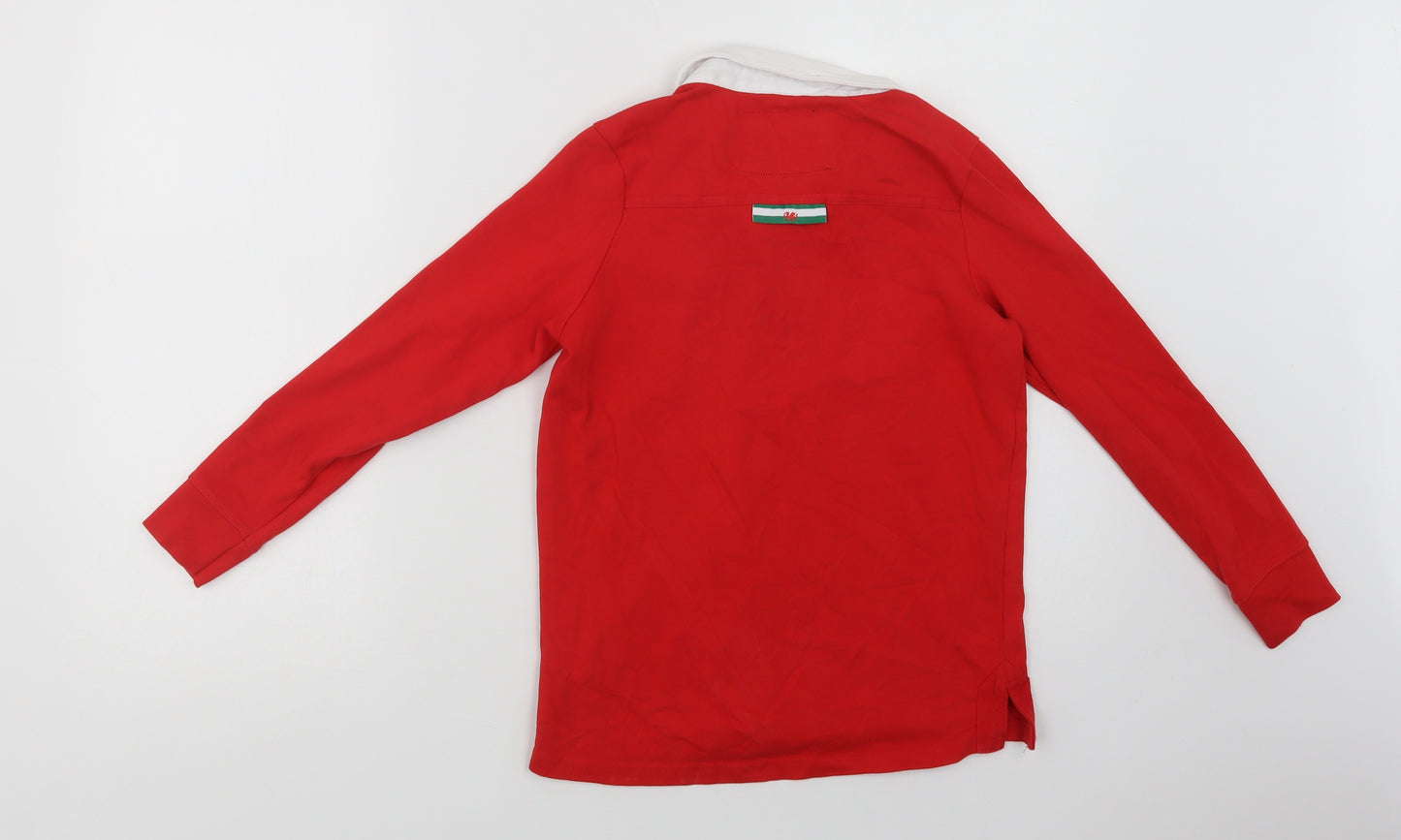 Rugby Heritage Boys Red  Cotton Jersey Polo Size 9-10 Years Collared Button - Wales
