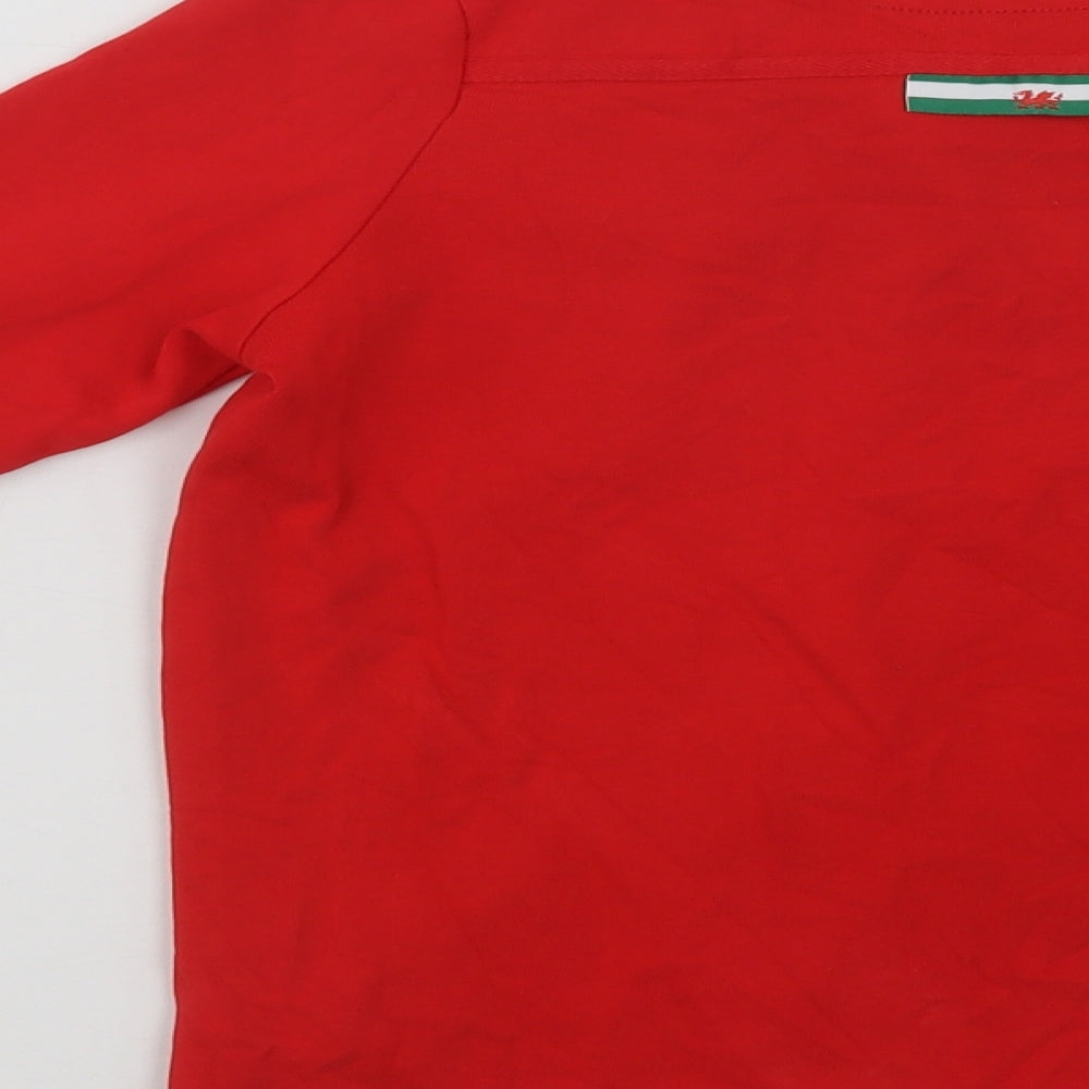 Rugby Heritage Boys Red  Cotton Jersey Polo Size 9-10 Years Collared Button - Wales