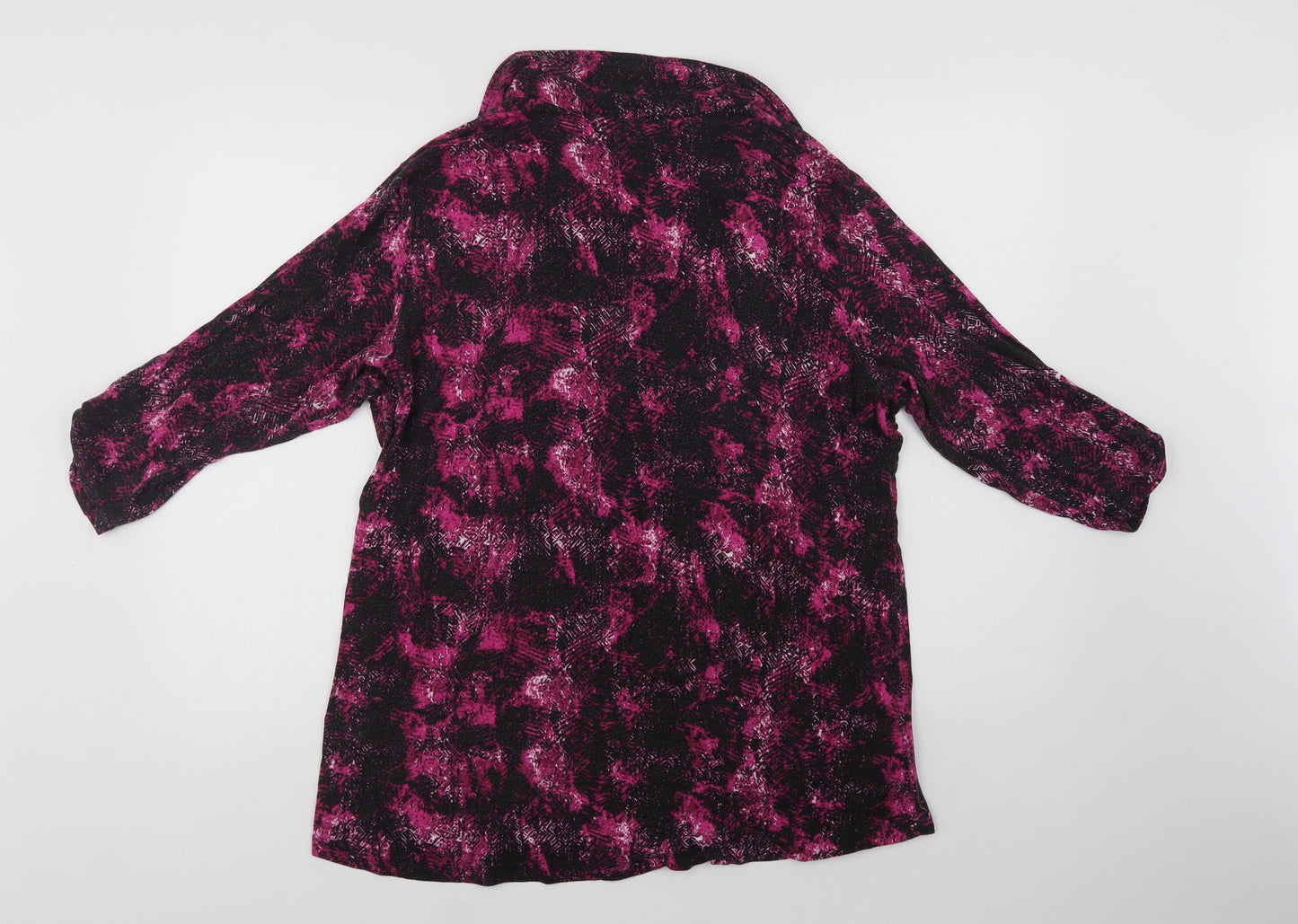 Isle Womens Purple Animal Print Viscose Basic Blouse Size 18 Collared