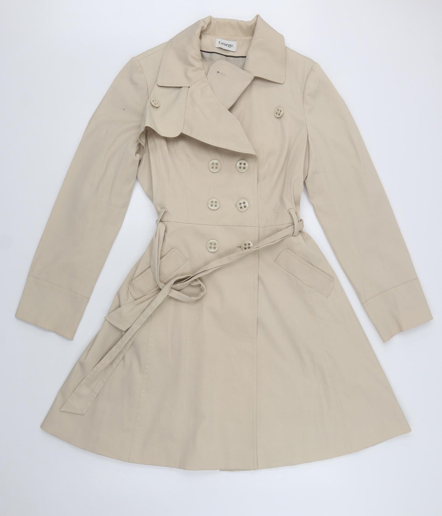 George Womens Beige   Trench Coat Coat Size 14  Button