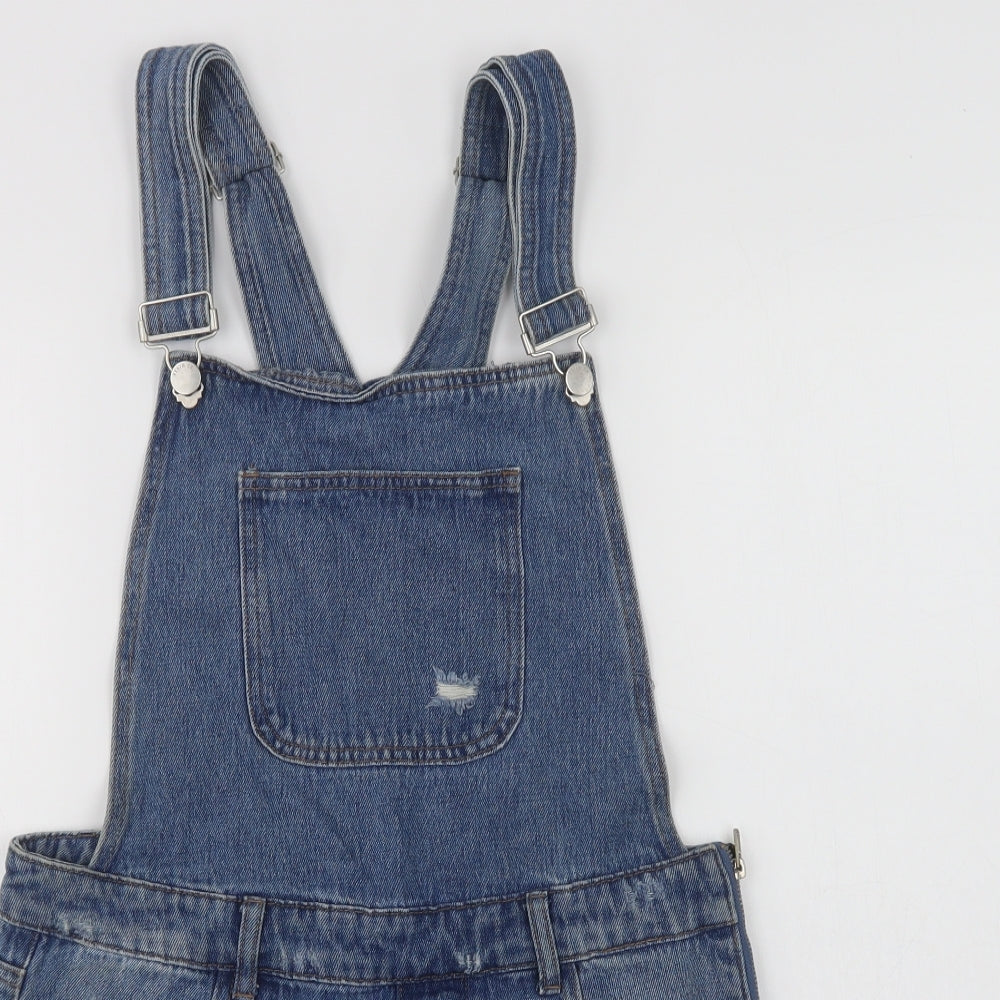 Primark Womens Blue  Cotton Playsuit One-Piece Size 10 L3 in Button