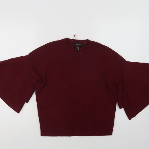 New Look Womens Purple Crew Neck  Viscose Pullover Jumper Size 10