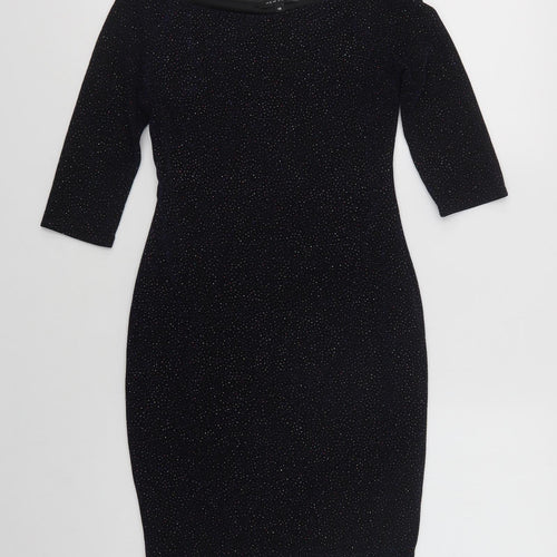 New Look Womens Blue  Nylon Bodycon  Size 10  Boat Neck