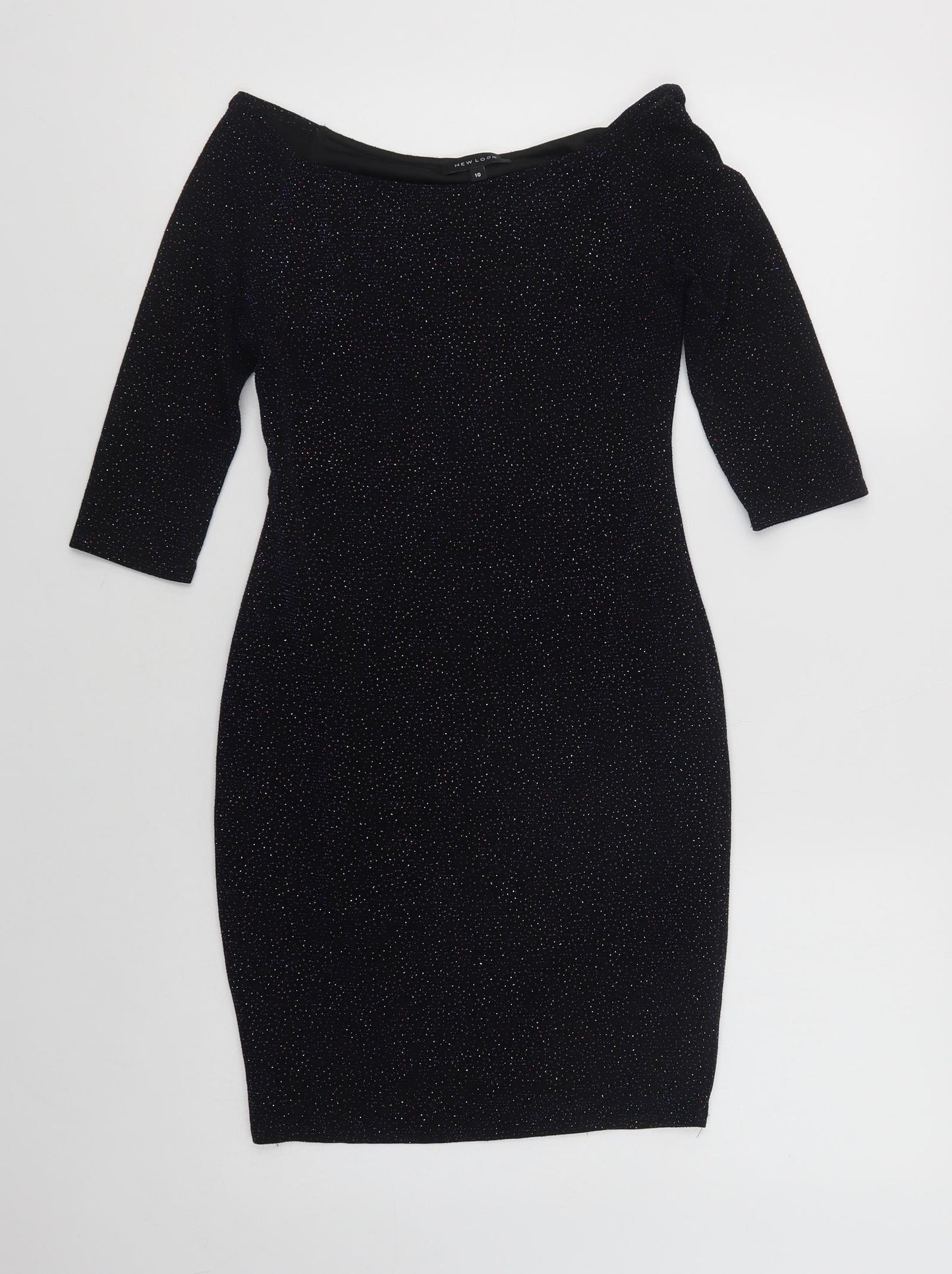 New Look Womens Blue  Nylon Bodycon  Size 10  Boat Neck