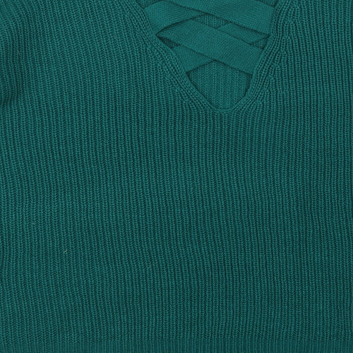 Pep & Co Womens Green Round Neck  Acrylic Pullover Jumper Size 12