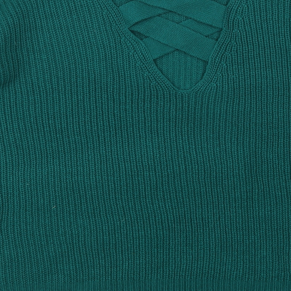 Pep & Co Womens Green Round Neck  Acrylic Pullover Jumper Size 12