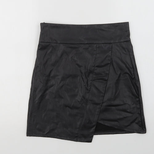 SheIn Womens Black  Polyurethane Mini Skirt Size M   Zip