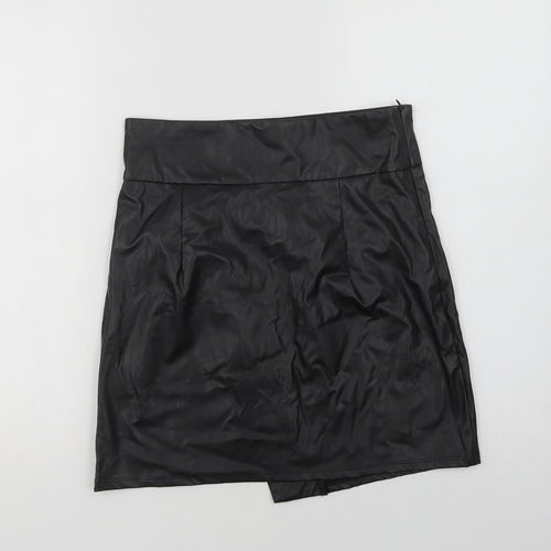 SheIn Womens Black  Polyurethane Mini Skirt Size M   Zip
