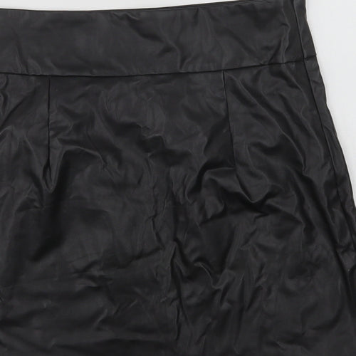 SheIn Womens Black  Polyurethane Mini Skirt Size M   Zip