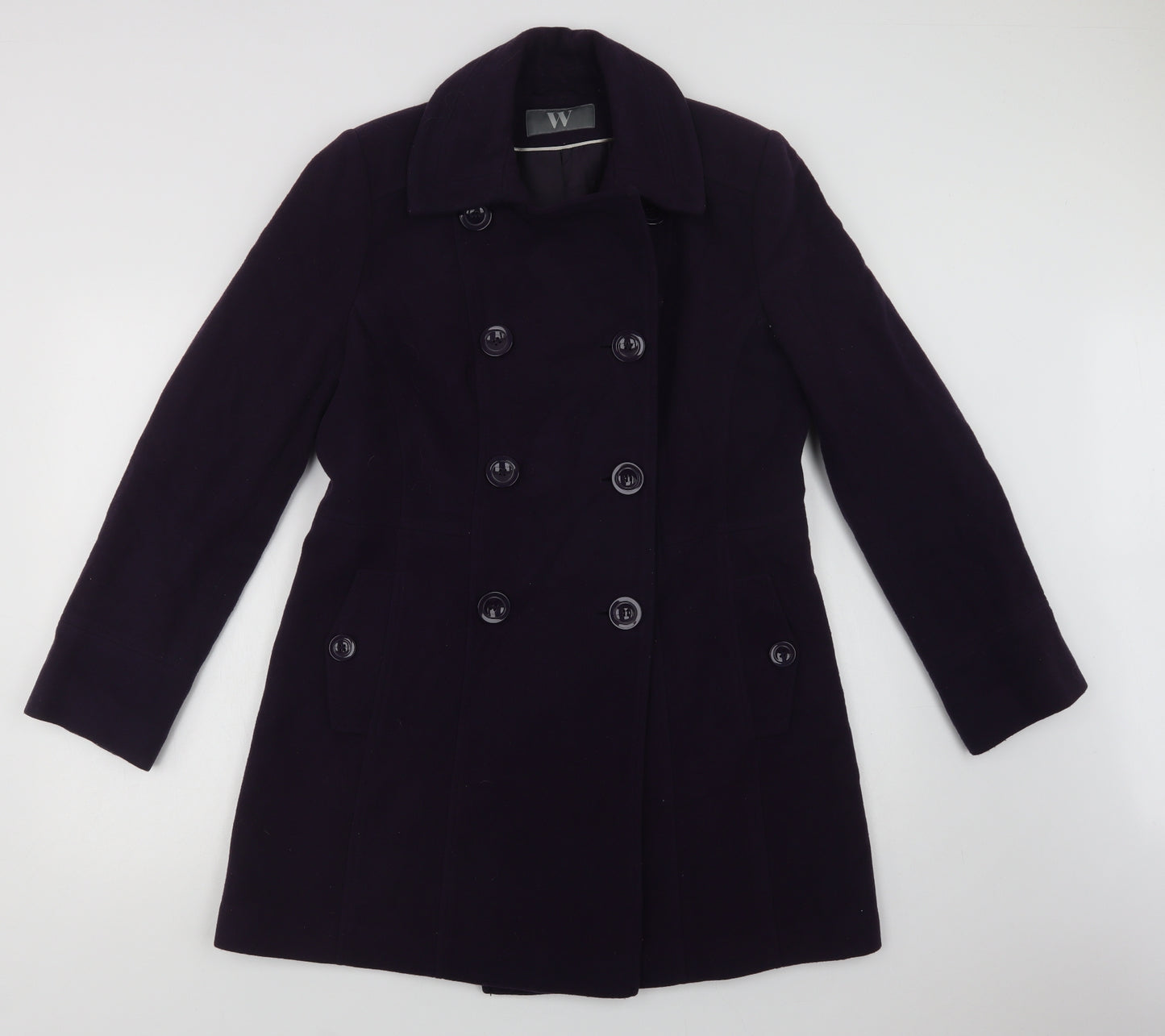 BHS Womens Purple   Pea Coat Coat Size 14  Button