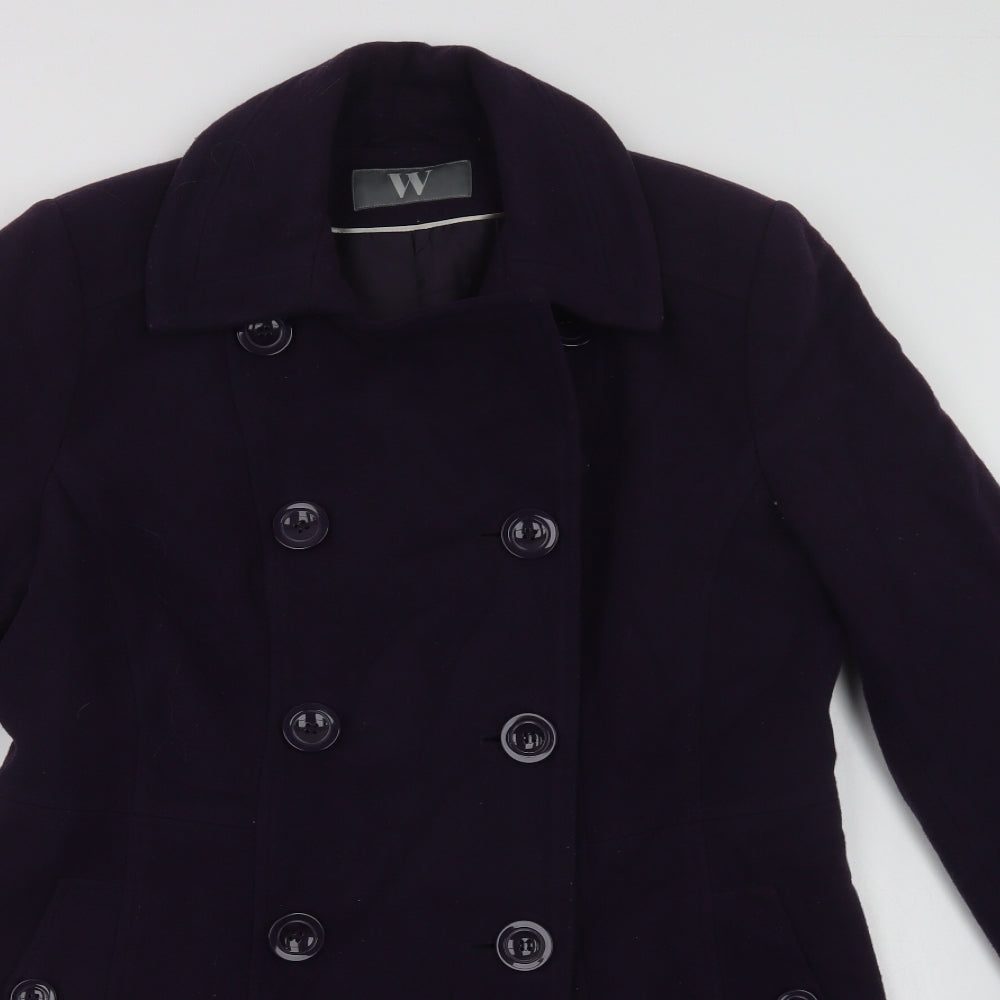 BHS Womens Purple   Pea Coat Coat Size 14  Button