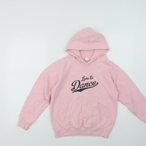 Awdis Girls Pink  Cotton Pullover Hoodie Size 9-10 Years   - Dance