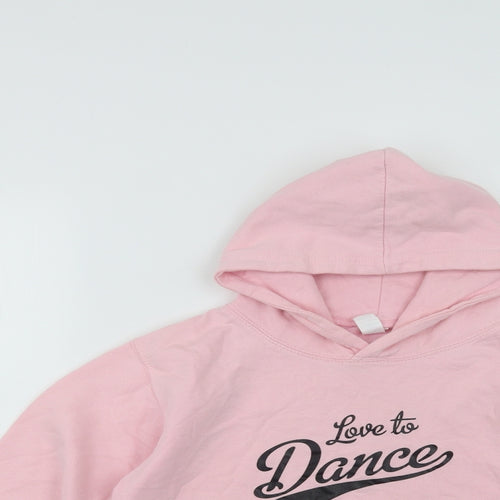 Awdis Girls Pink  Cotton Pullover Hoodie Size 9-10 Years   - Dance