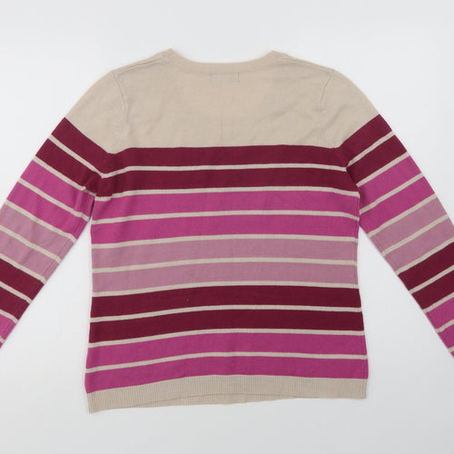 Papaya Womens Purple Crew Neck Striped Acrylic Pullover Jumper Size 12