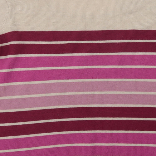 Papaya Womens Purple Crew Neck Striped Acrylic Pullover Jumper Size 12
