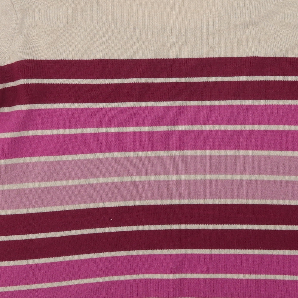 Papaya Womens Purple Crew Neck Striped Acrylic Pullover Jumper Size 12
