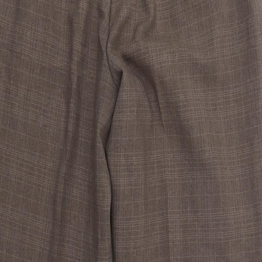 Marks Womens Beige Check Polyester Dress Pants Trousers Size 12 L28 in Regular