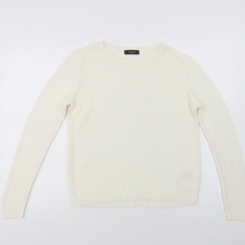Autogra Womens Ivory Crew Neck  Acrylic Pullover Jumper Size 12