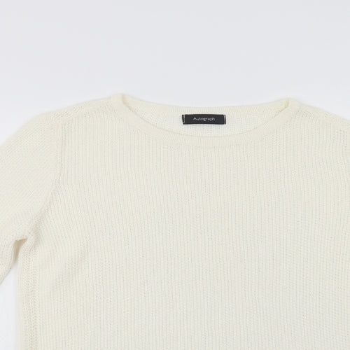 Autogra Womens Ivory Crew Neck  Acrylic Pullover Jumper Size 12