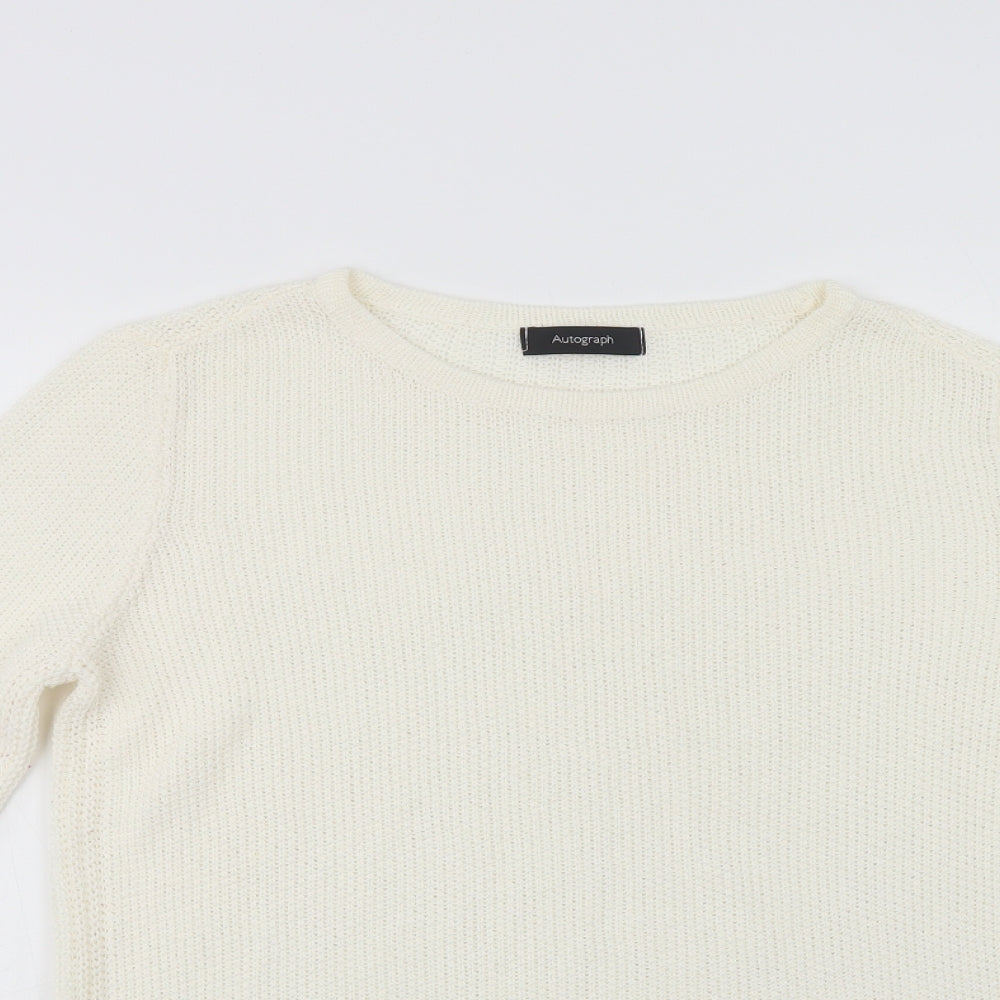 Autogra Womens Ivory Crew Neck  Acrylic Pullover Jumper Size 12