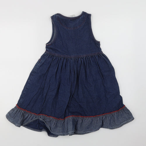 Oshk Girls Blue  Cotton A-Line  Size 5 Years  Round Neck Button