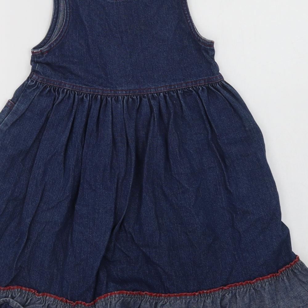 Oshk Girls Blue  Cotton A-Line  Size 5 Years  Round Neck Button