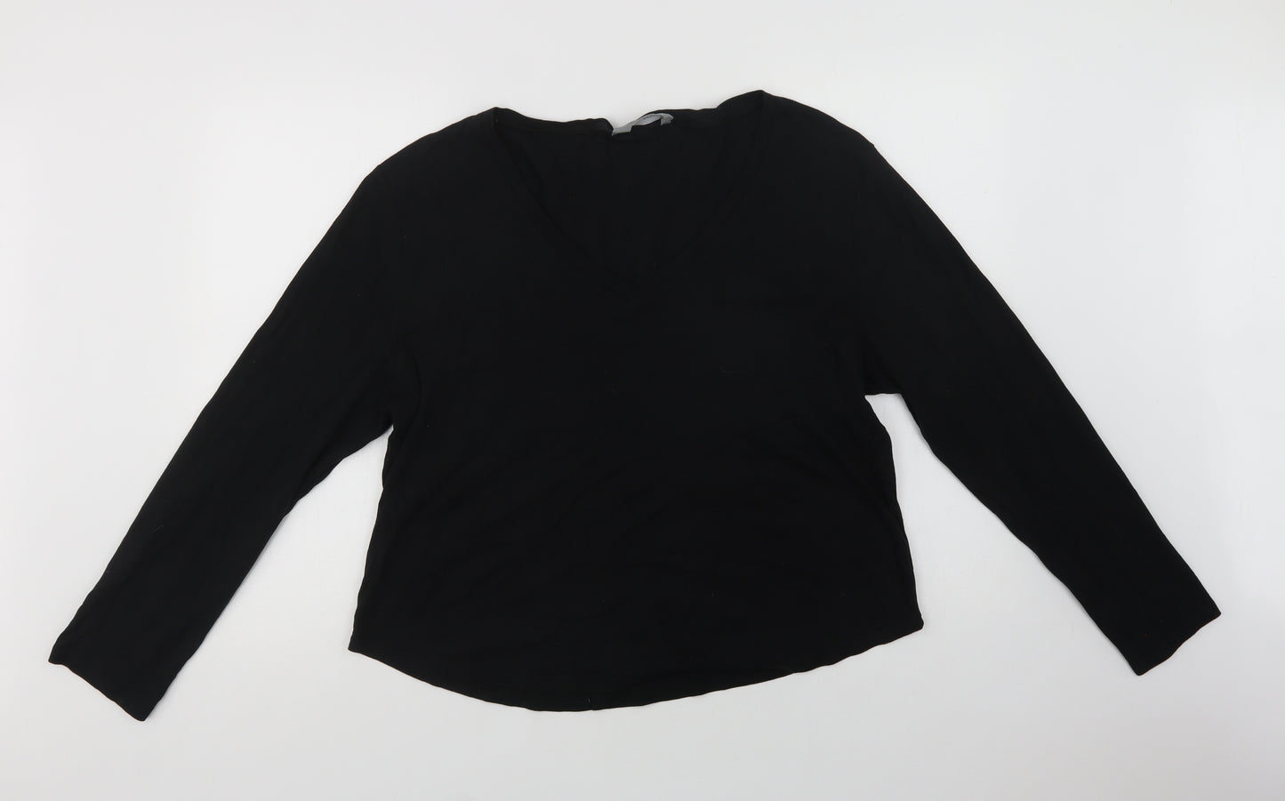 South Womens Black  Cotton Basic T-Shirt Size 24 V-Neck