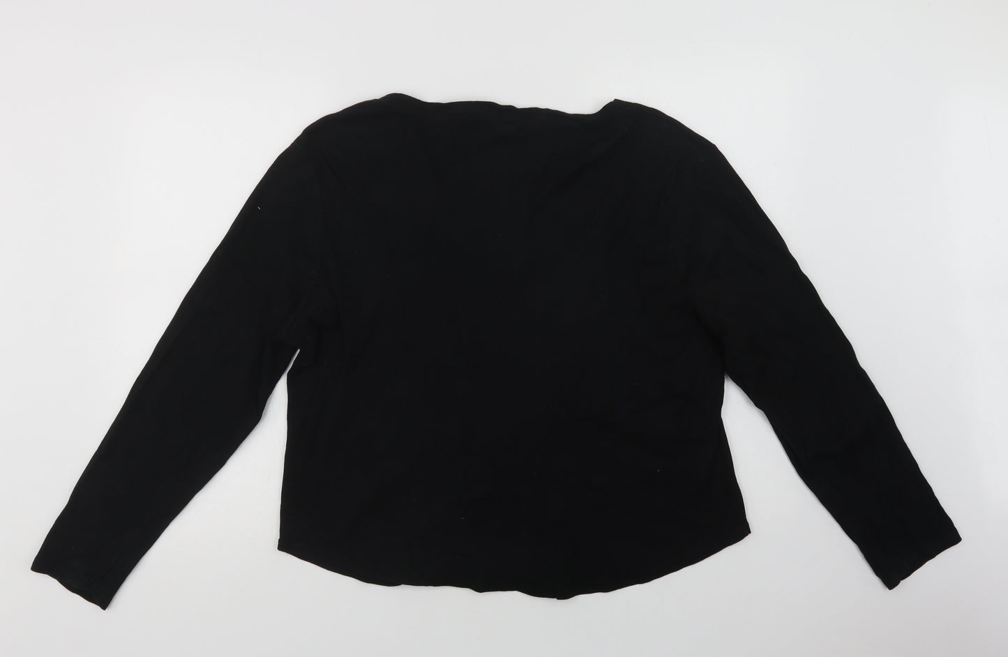 South Womens Black  Cotton Basic T-Shirt Size 24 V-Neck