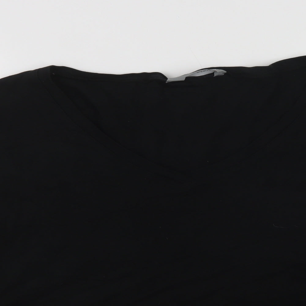 South Womens Black  Cotton Basic T-Shirt Size 24 V-Neck