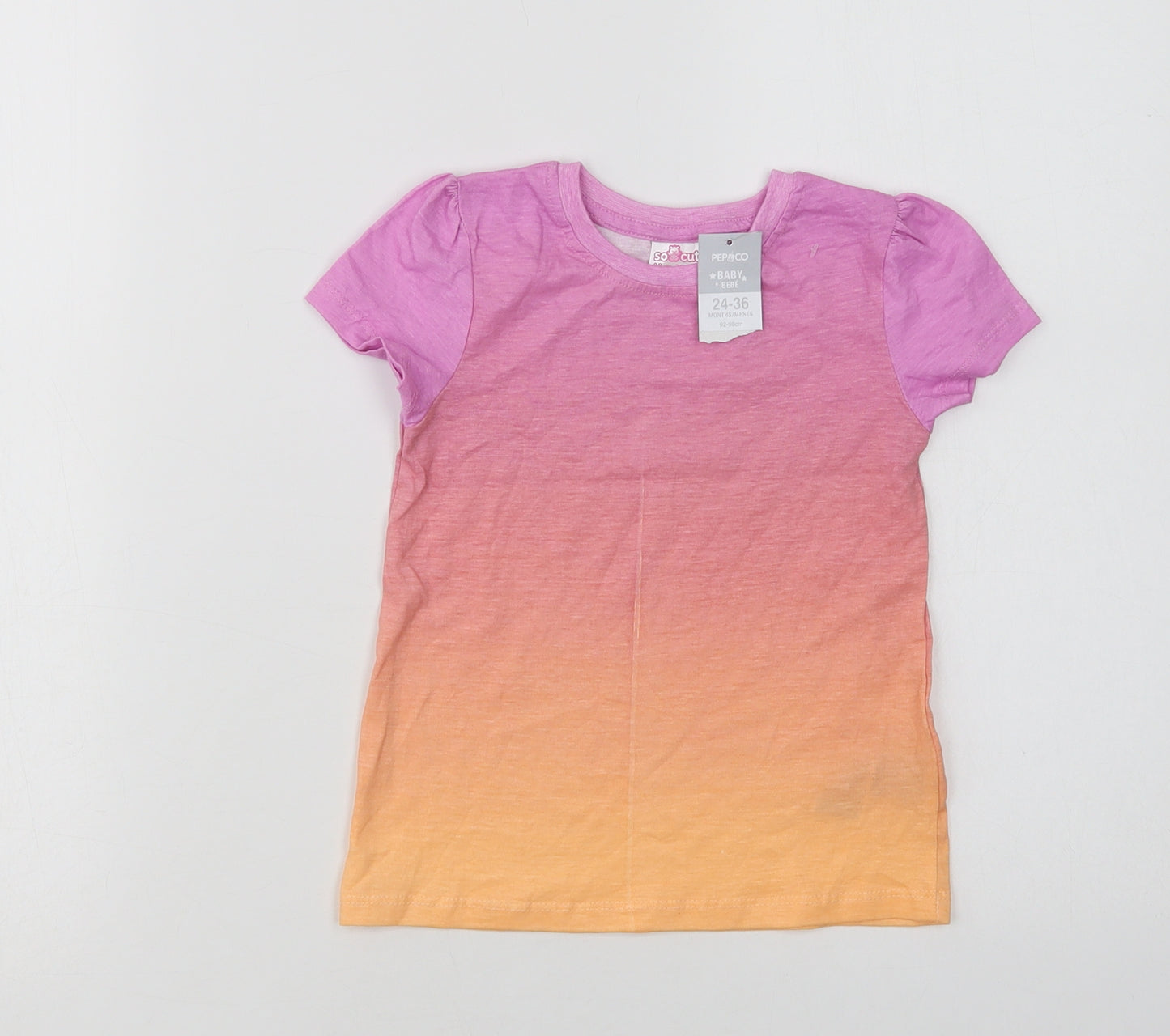 Pep & Co Girls Multicoloured Batik Cotton Basic T-Shirt Size 2-3 Years Crew Neck
