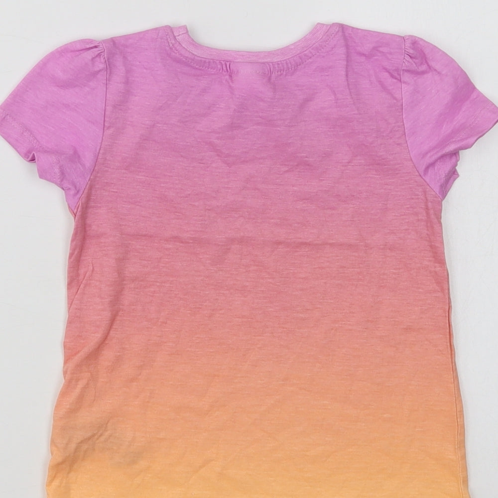 Pep & Co Girls Multicoloured Batik Cotton Basic T-Shirt Size 2-3 Years Crew Neck