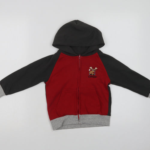 Kids Country Canada Baby Red Colourblock Cotton Full Zip Jumper Size 12-18 Months  Zip - Moose
