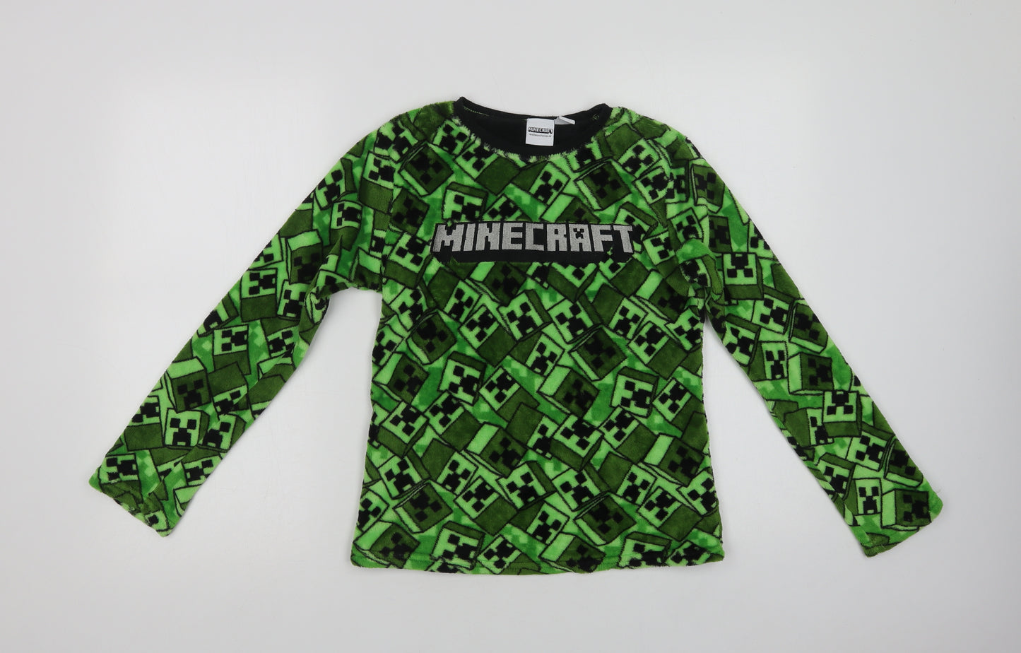 Primark Boys Green Geometric Polyester  Pyjama Top Size 11-12 Years   - Minecraft