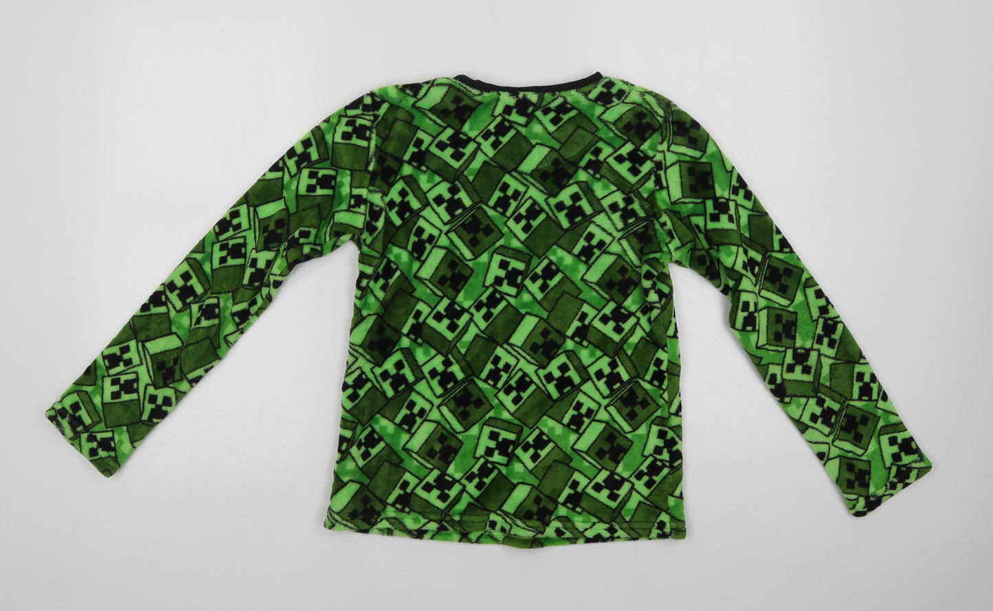 Primark Boys Green Geometric Polyester  Pyjama Top Size 11-12 Years   - Minecraft