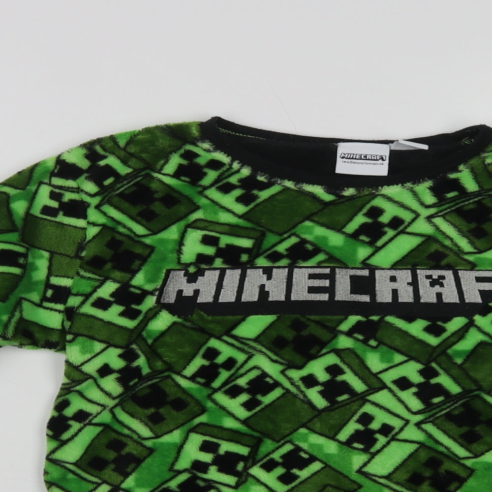 Primark Boys Green Geometric Polyester  Pyjama Top Size 11-12 Years   - Minecraft