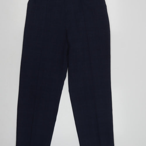 Marks and Spencer Womens Blue Check Polyester Dress Pants Trousers Size 12 L28 in Regular