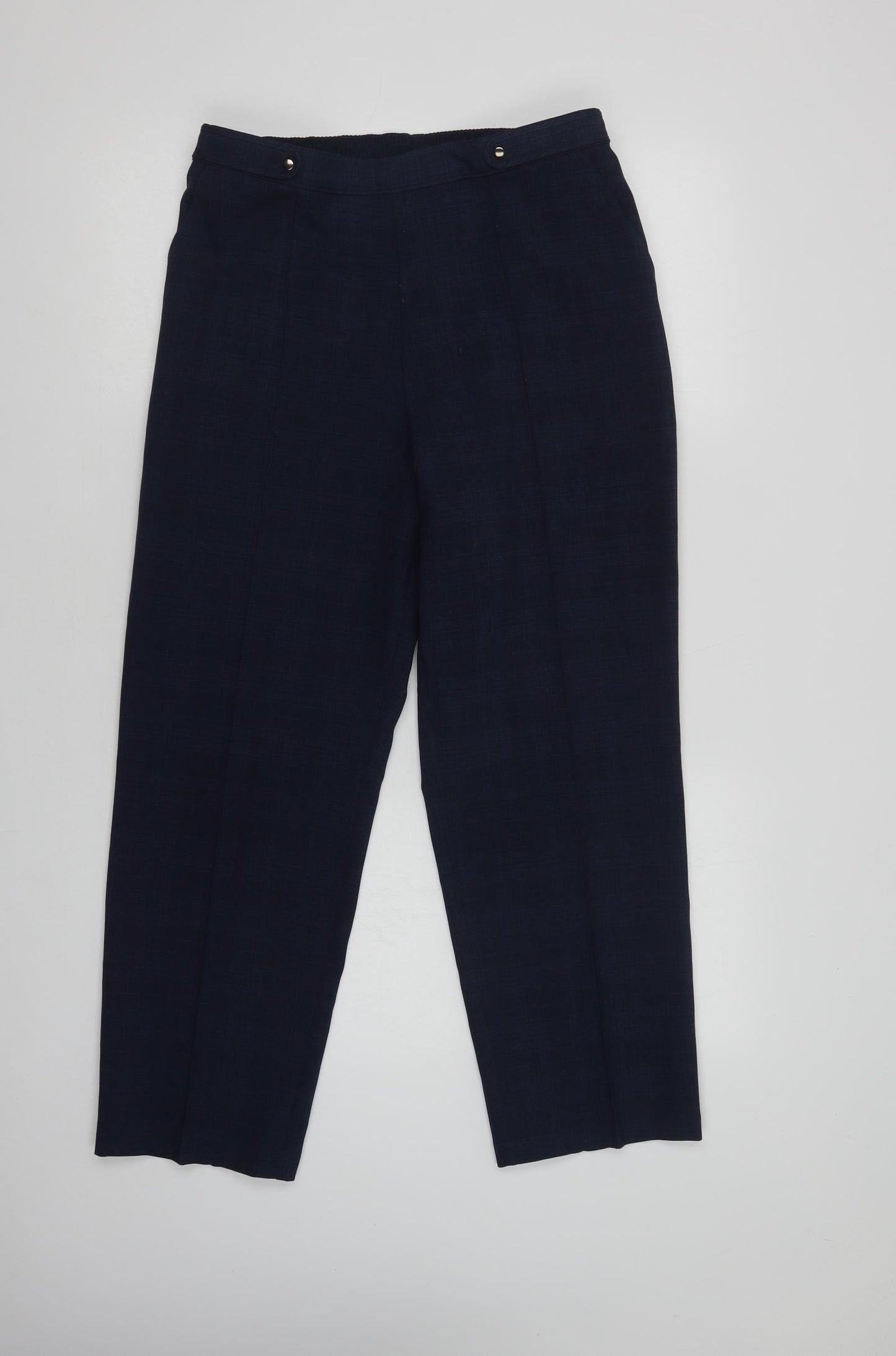 Marks and Spencer Womens Blue Check Polyester Dress Pants Trousers Size 12 L28 in Regular