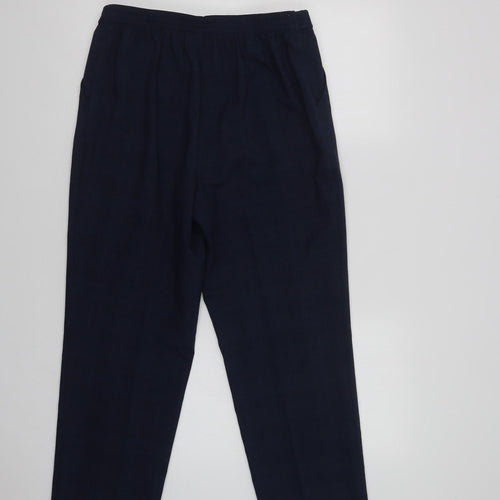 Marks and Spencer Womens Blue Check Polyester Dress Pants Trousers Size 12 L28 in Regular