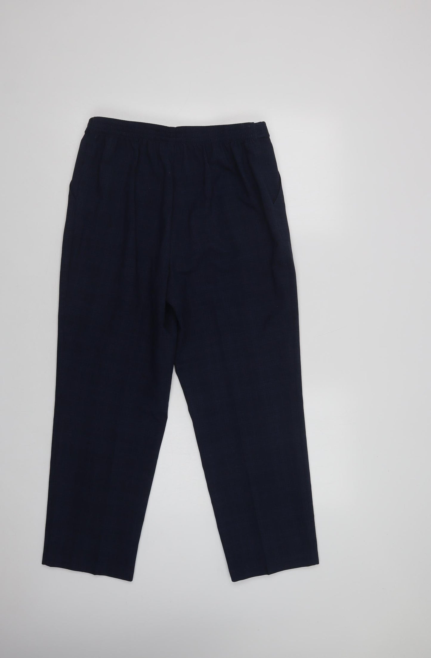 Marks and Spencer Womens Blue Check Polyester Dress Pants Trousers Size 12 L28 in Regular