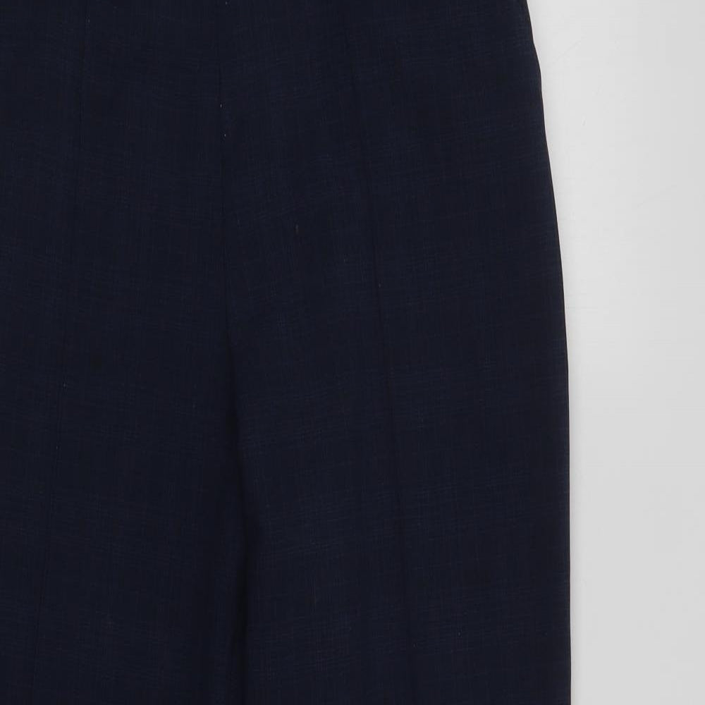 Marks and Spencer Womens Blue Check Polyester Dress Pants Trousers Size 12 L28 in Regular