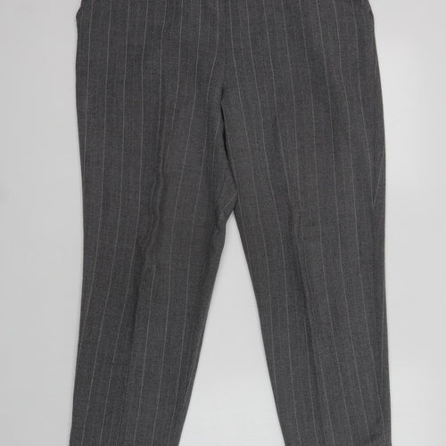 Preworn Womens Grey Striped Polyester Dress Pants Trousers Size 18 L28 in Regular