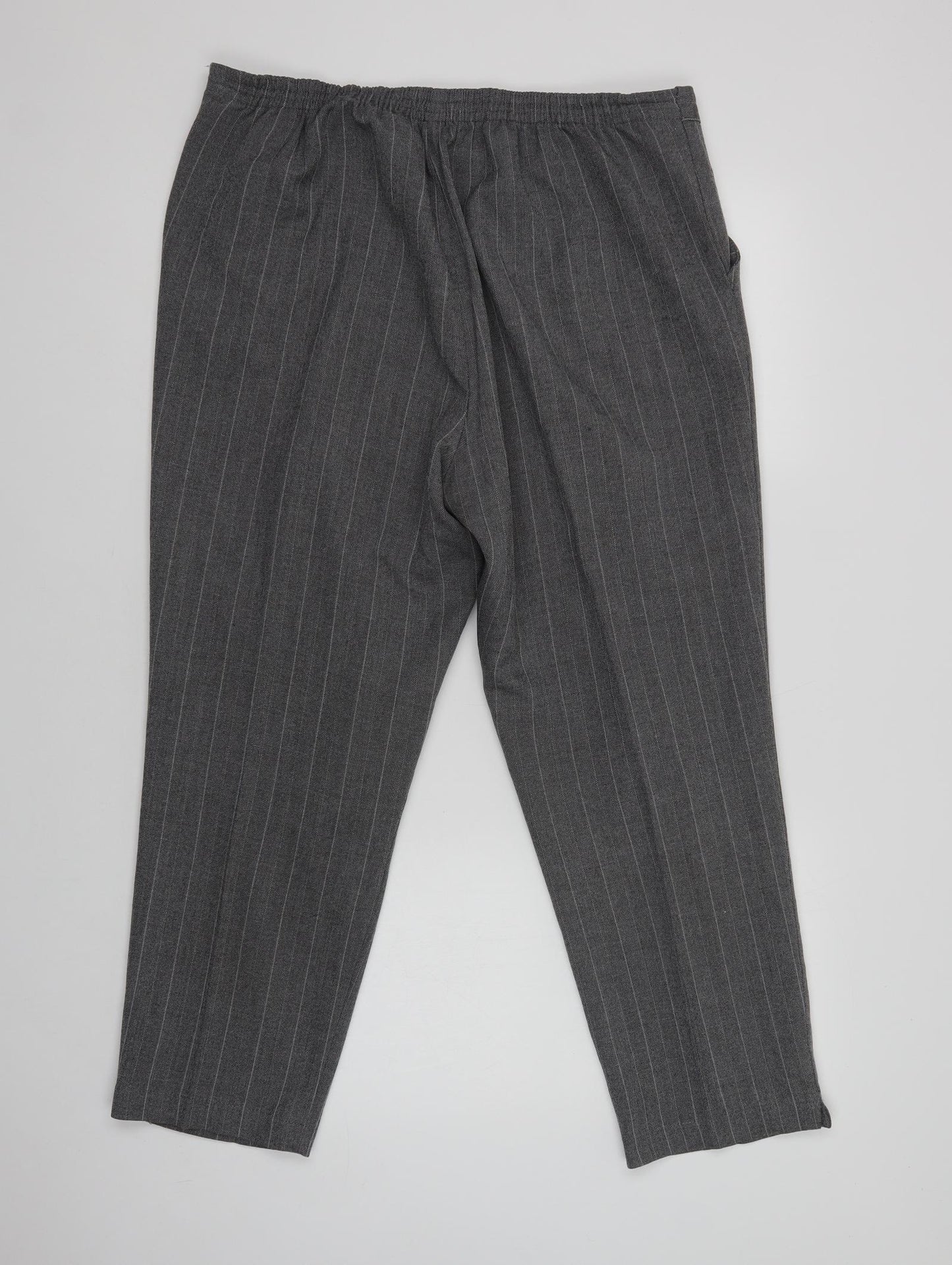 Preworn Womens Grey Striped Polyester Dress Pants Trousers Size 18 L28 in Regular