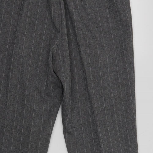 Preworn Womens Grey Striped Polyester Dress Pants Trousers Size 18 L28 in Regular