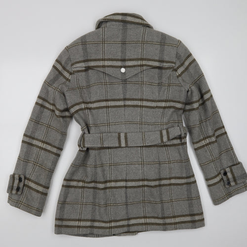 Jasper Conran Womens Grey Check  Biker Coat Size 12  Zip
