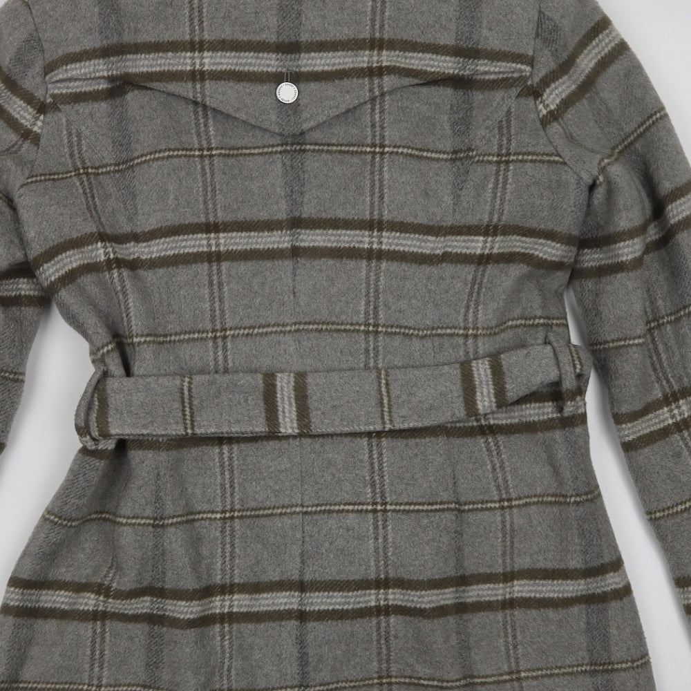 Jasper Conran Womens Grey Check  Biker Coat Size 12  Zip