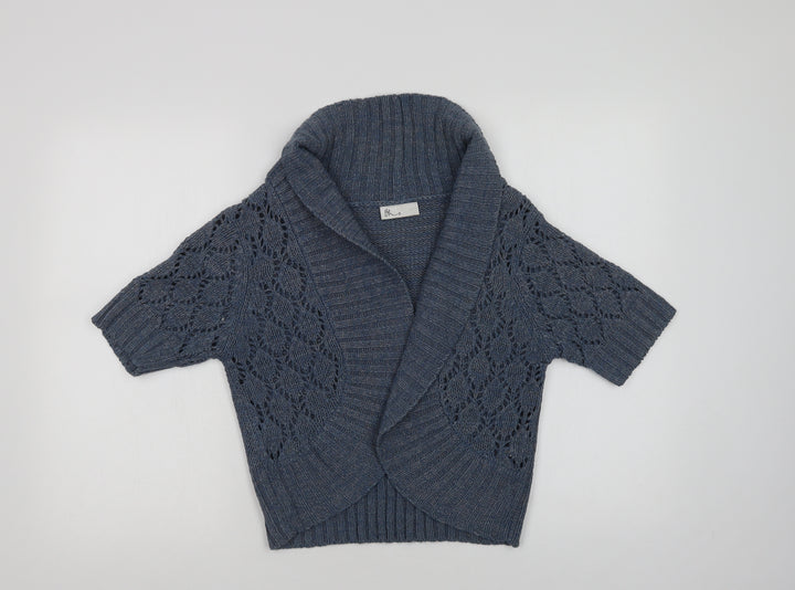 BHS Womens Blue Collared Acrylic Cardigan Jumper Size 12