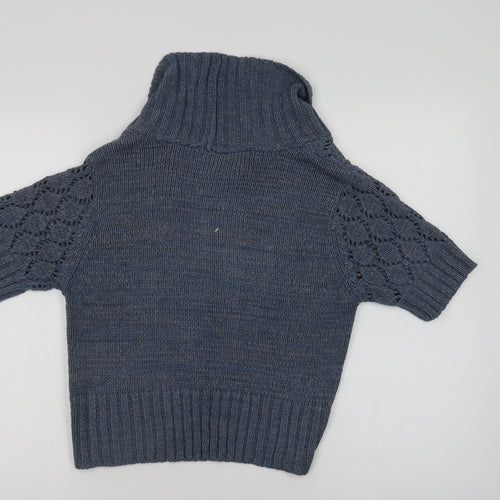 BHS Womens Blue Collared  Acrylic Cardigan Jumper Size 12