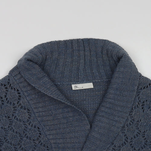 BHS Womens Blue Collared  Acrylic Cardigan Jumper Size 12
